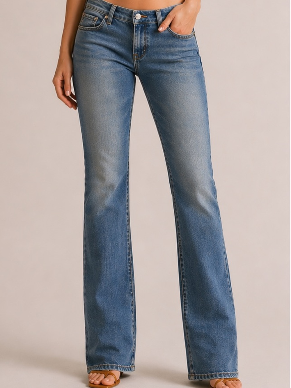 Alice + Olivia Y2K Blue Flared Jeans Low Rise (8in) size 26 Vintage